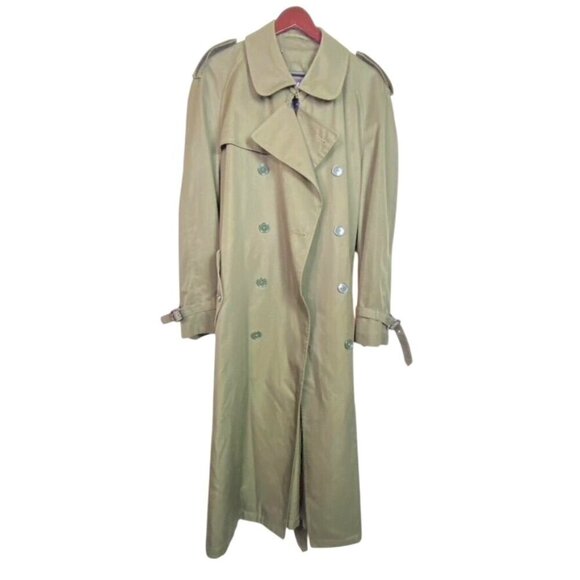 Vintage Full-Length Olive Green Austin Reed Trench Coat With Belt Sz 44R - Picture 1 of 16